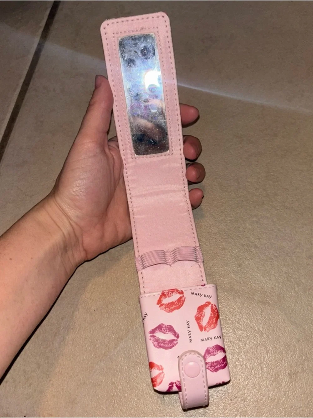 Mary Kay Pink Lip Print Lipstick Case with Mirror